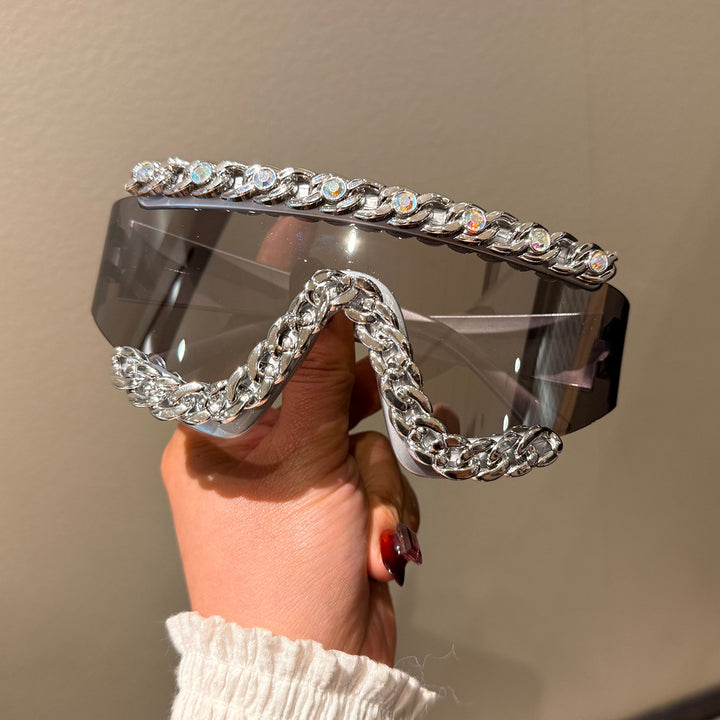 Dame Fashion-solbrille med glamorøse krystallornamenter Skanto