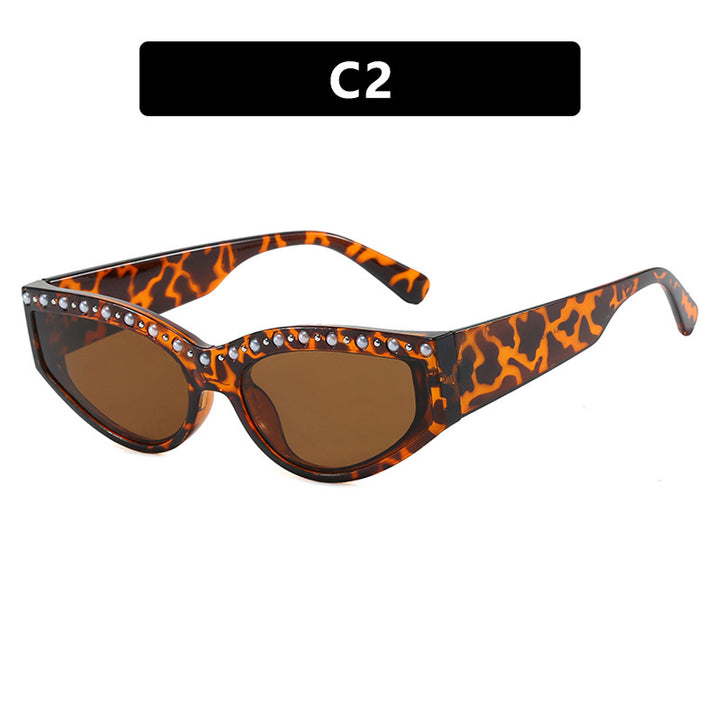 Women's Cat-Eye Sunglasses with Sparkling Rhinestones and Animal Print Skanto