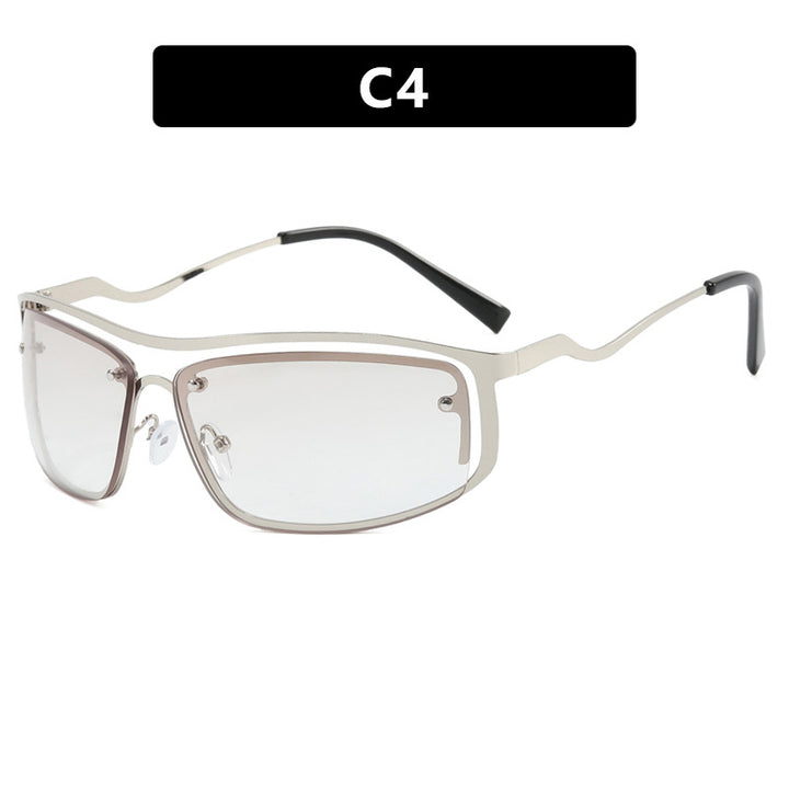 Women's futuristic sunglasses with elegant metal frame and high transparent lenses Skanto