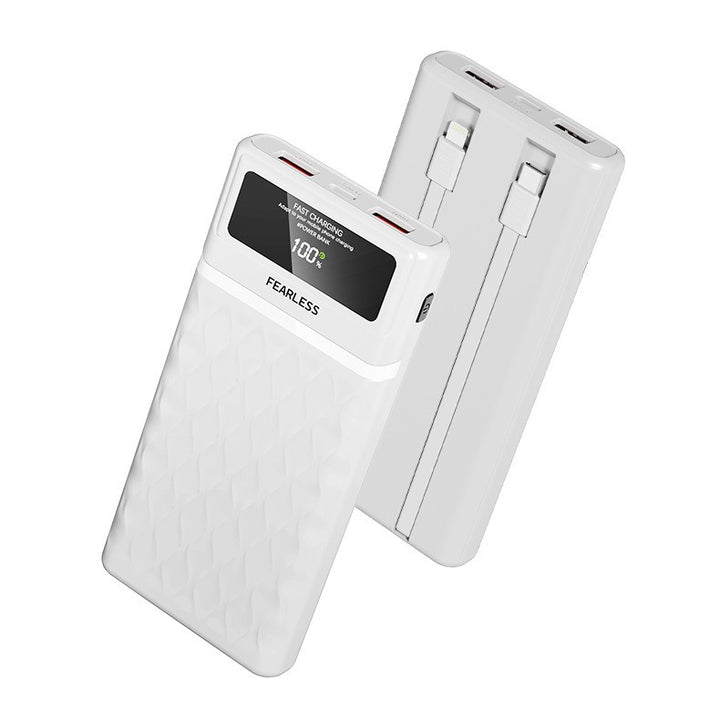 Multifunksjonell Powerbank med digital ladeindikator og innebygde kabler Skanto