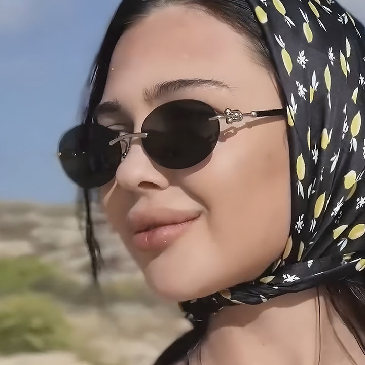 Women's oval sunglasses with luxurious metal frame and mirrored lenses Skanto