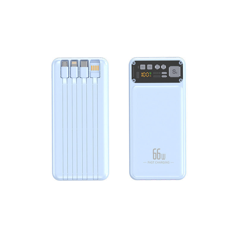 Powerbank med integrert kabelsystem og digital ladevisning Skanto