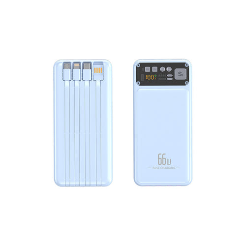 Powerbank med integrert kabelsystem og digital ladevisning Skanto