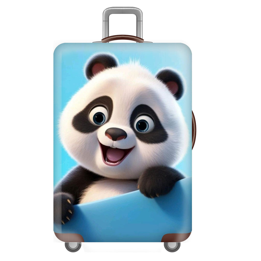 Unisex nan elastisk koffertrekk for hardplast trolley med søtt panda-motiv, elastisk beskyttelsestrekk med håndtak- og hjulåpninger Skanto