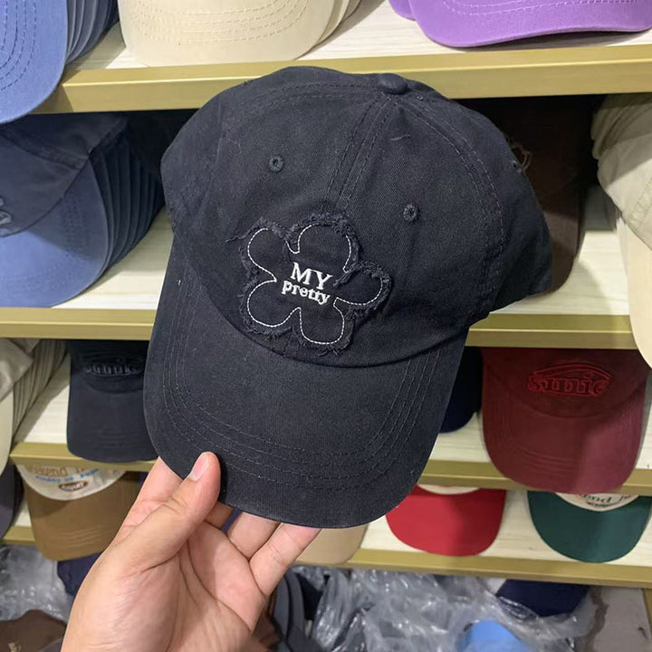 Kvinne Slitt Blomsterbrodert Baseball Caps Skanto