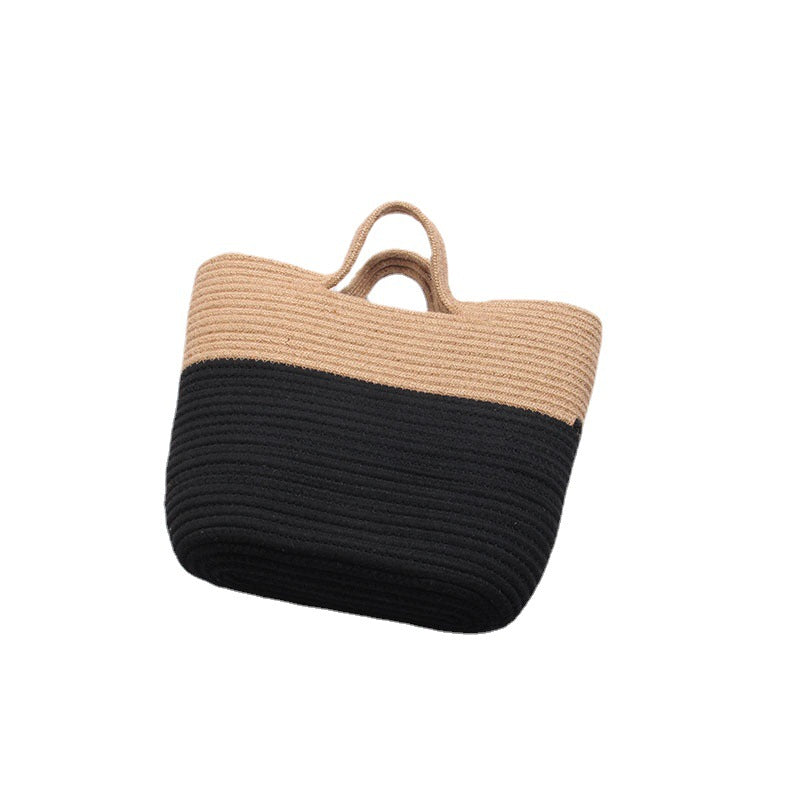 High-quality woven basket bag with sturdy short handles Skanto