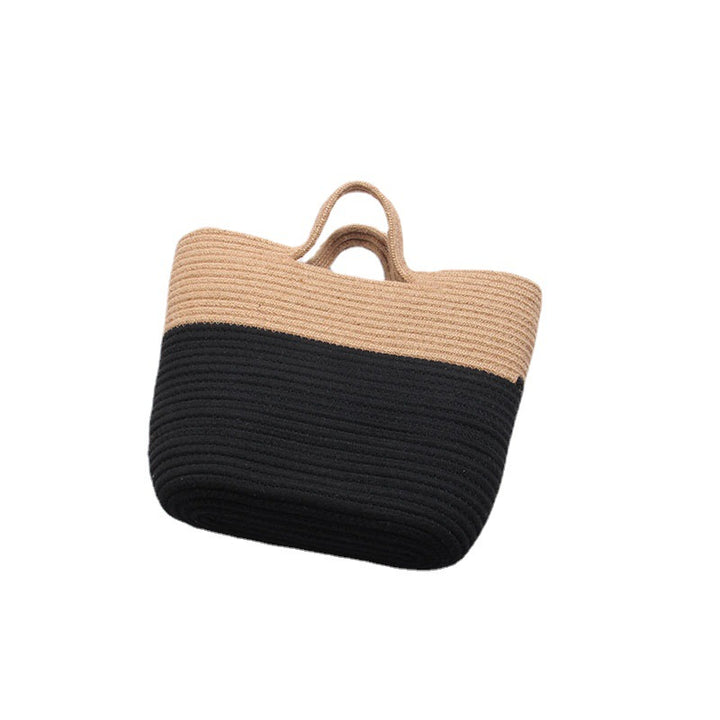 High-quality woven basket bag with sturdy short handles Skanto