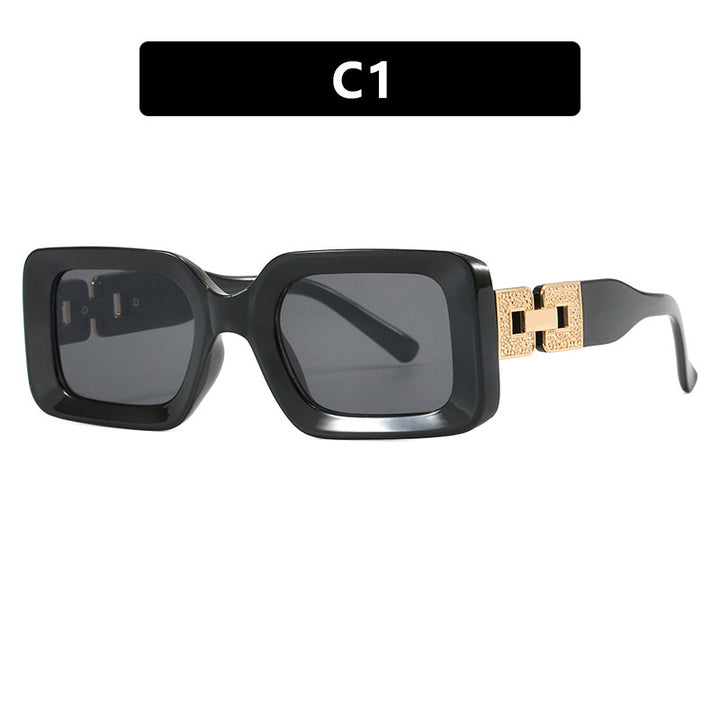 Women's fashionable sunglasses in elegant square design with luxurious gold details Skanto