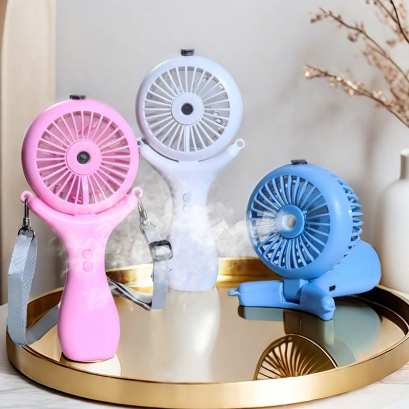Dame bærbar håndvifte med ergonomisk design og sprayfunksjon Skanto