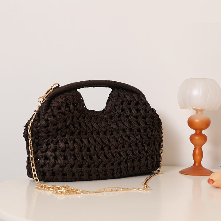 Handmade Rattan Bag with Elegant Handle and Chain Strap Skanto