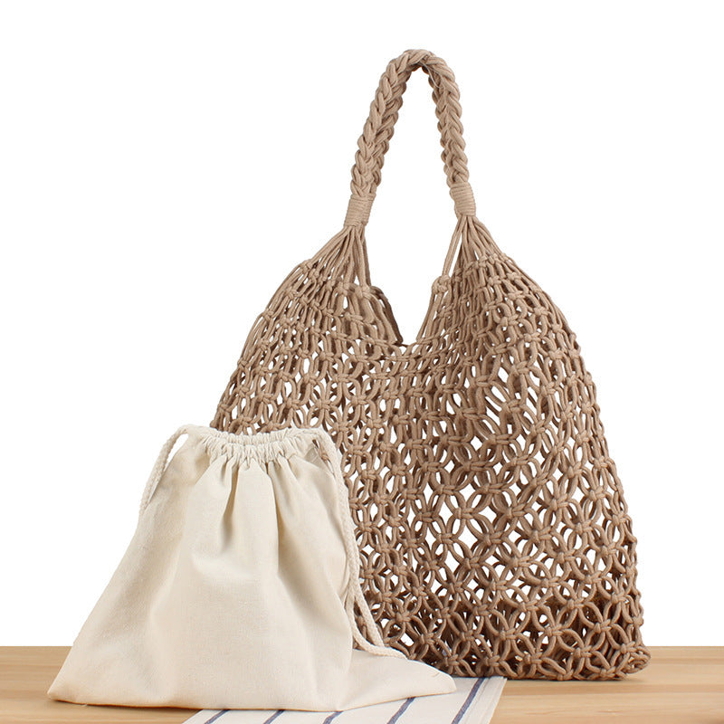 Handbag made of robust hand-knotted net material Skanto