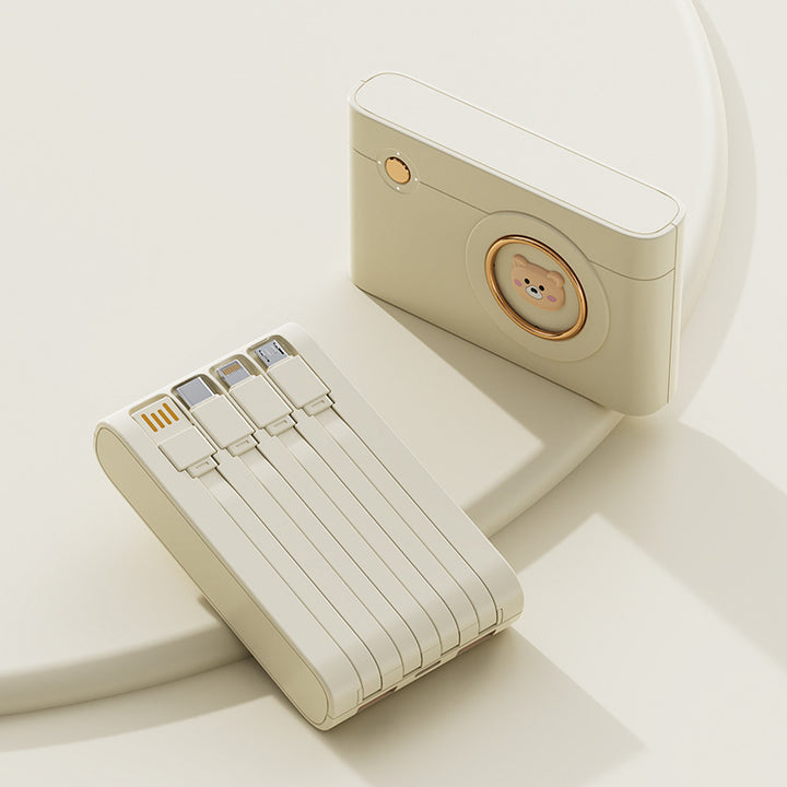Bærbar powerbank med integrert kabelsystem og innovative ladefunksjoner Skanto