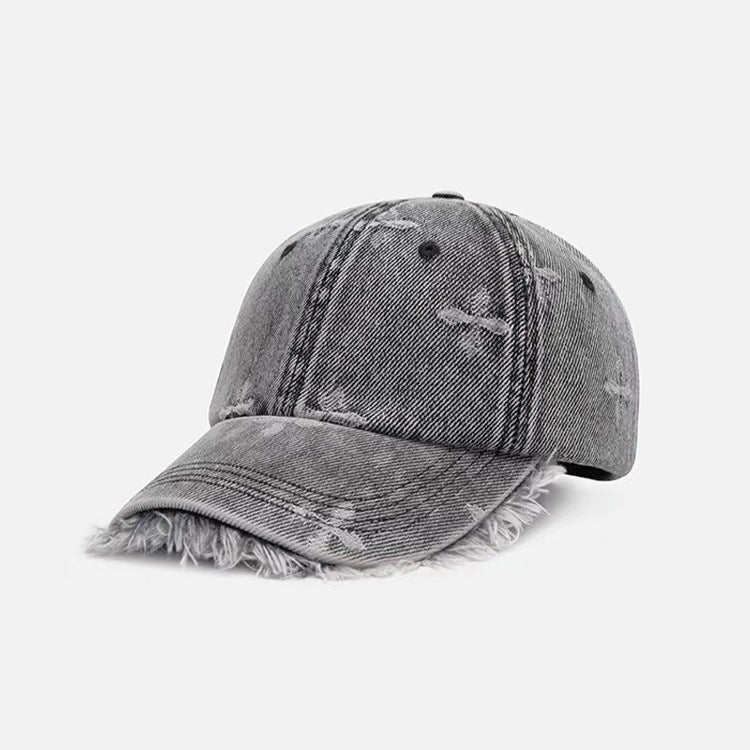Kvinne Slitt Denim Frynse Baseball Caps Skanto