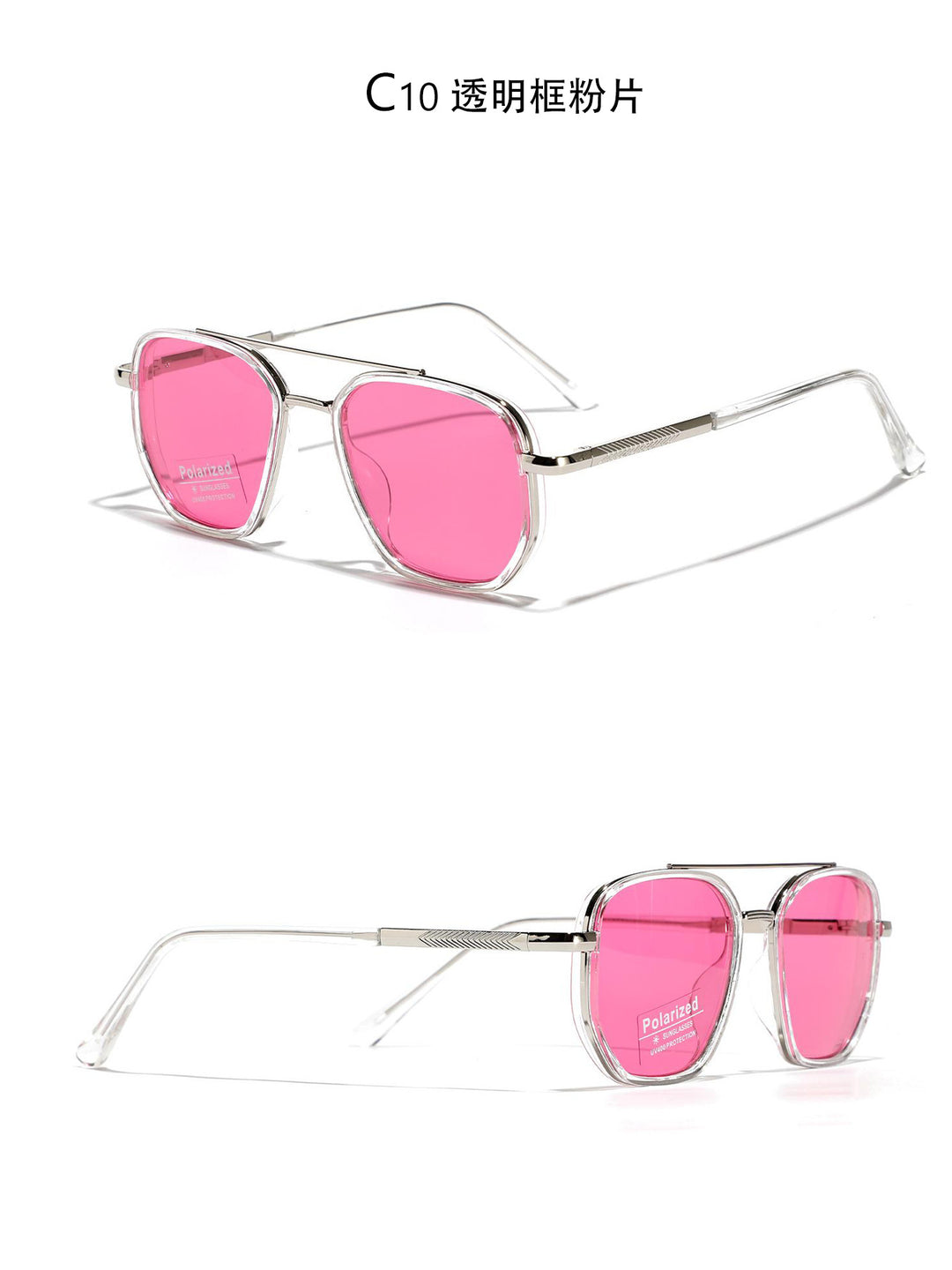 Dame kvadratisk solbrille med polarisert glass og elegant metallramme Skanto