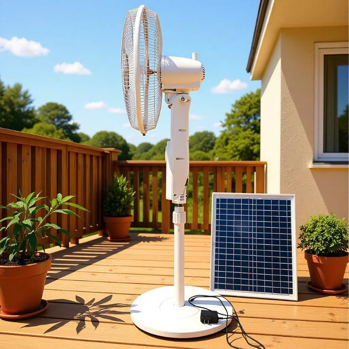 Unisex solardrevet stasjonær vifte med moderne design og effektiv luft sirkulasjon Skanto