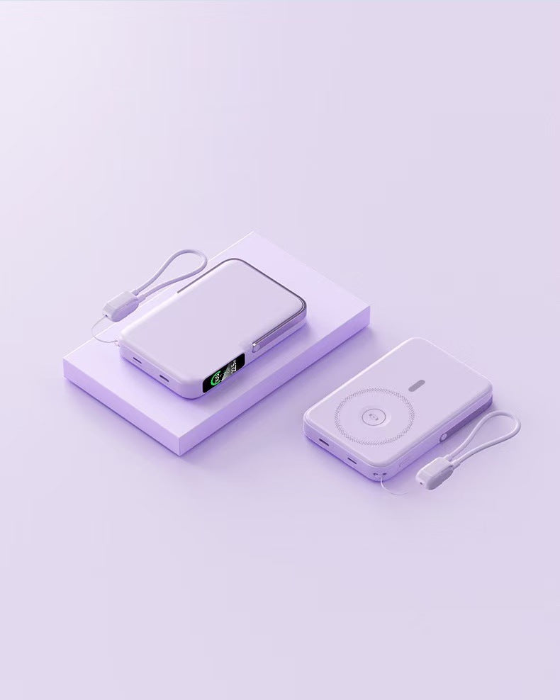 Powerbank med integrert trådløs ladefunksjon og LCD-skjerm Skanto