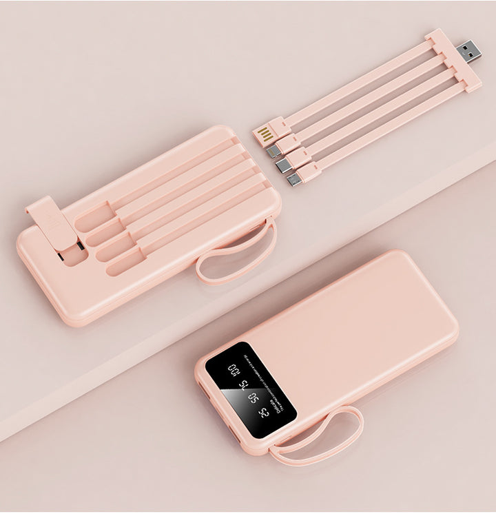 Multifunksjonell Powerbank med integrerte ladekabler Skanto