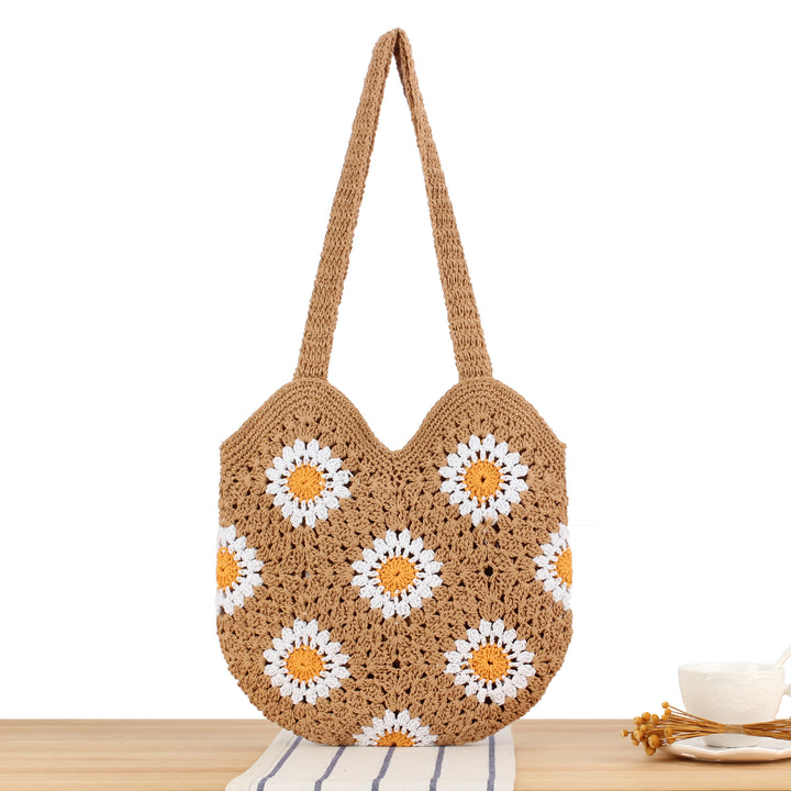Crocheted shoulder bag with floral design Skanto