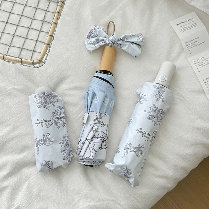 Dame kompakt paraply med blomstermotiv Skanto