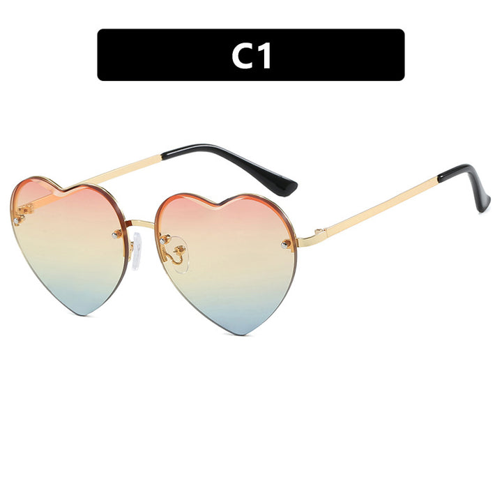 Women's heart-shaped sunglasses with mirrored lenses and modern metal frame Skanto
