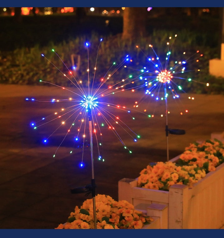 Solar Firework Hage Stake LED Starburst Lys Med Telekopisk Rustfritt Stake Skanto