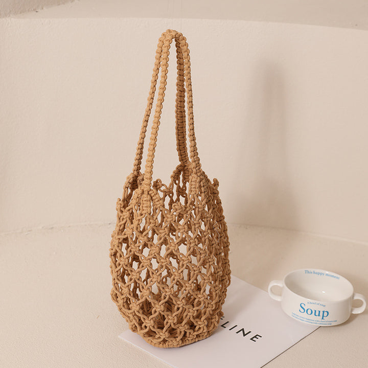 Macrame Tote Bag with Unique Drawstring Skanto