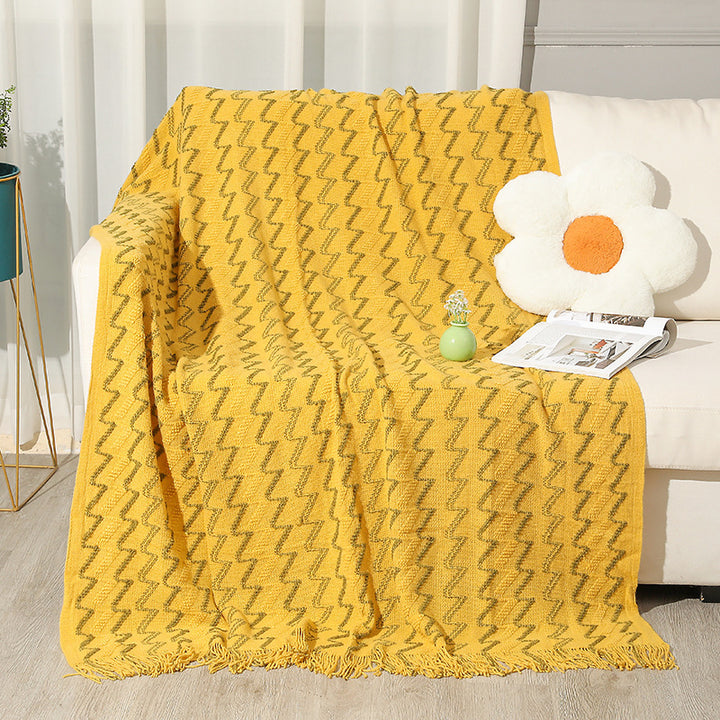 Kvinnens dekorative zigzag strikket teppe Skanto