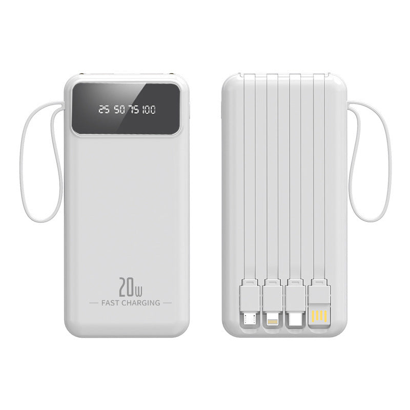 Høyytelses powerbank med integrerte ladekabler og digitalt display Skanto