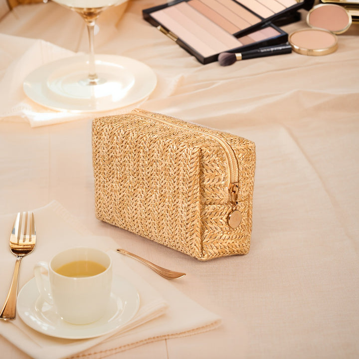 Kosmetikkmapp av naturlig bastmateriale med elegant design Skanto