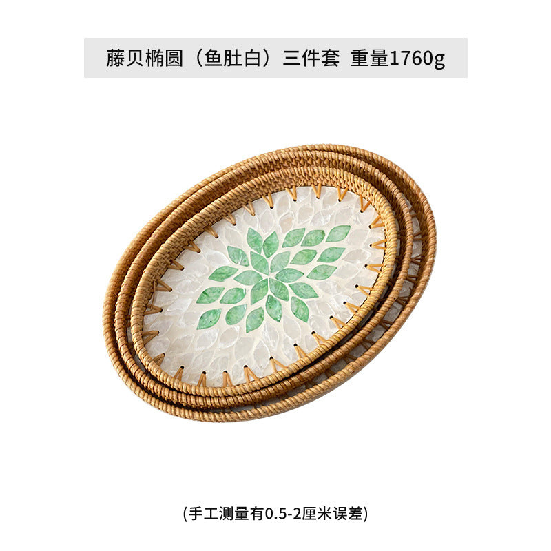 Dame Elegant Serveringsfat-set laget av håndvevd naturmateriale Skanto
