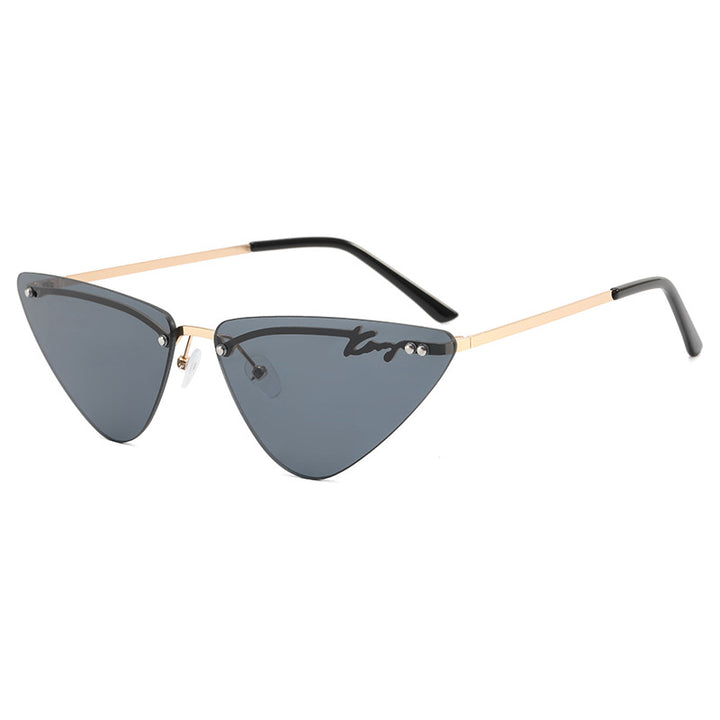 Dame Trendy Cat-Eye Solbriller med feminin ramme Skanto