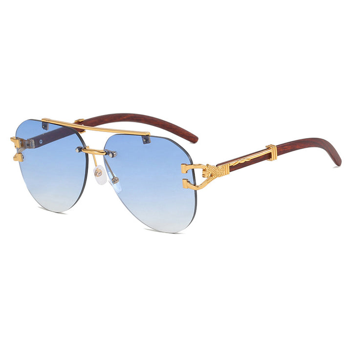 Women's Fashion Pilot Sunglasses with Luxurious Metal Accents and Wood Details Skanto