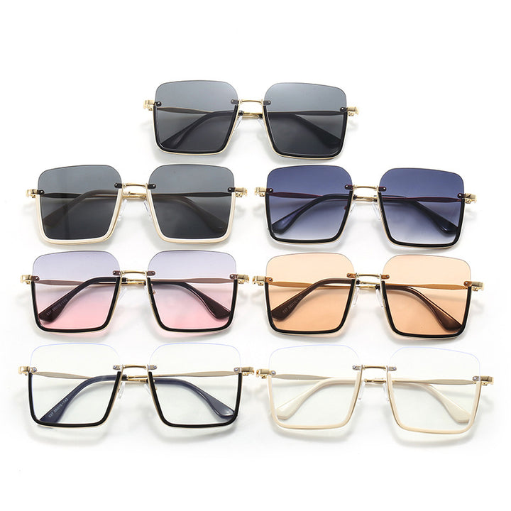 Dame oversized solbrille med elegant geometrisk ramme Skanto