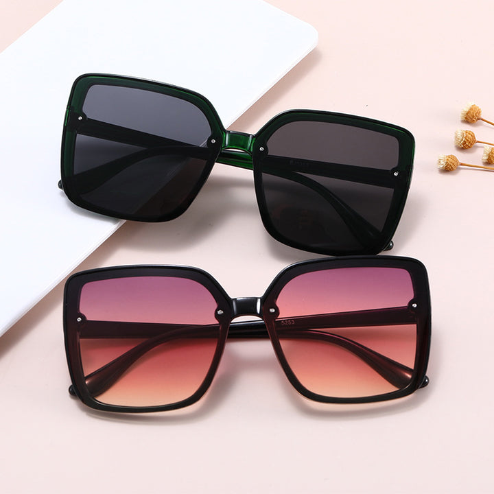 Dame Oversized-firkantet solbrille med kontrasterende ramme Skanto