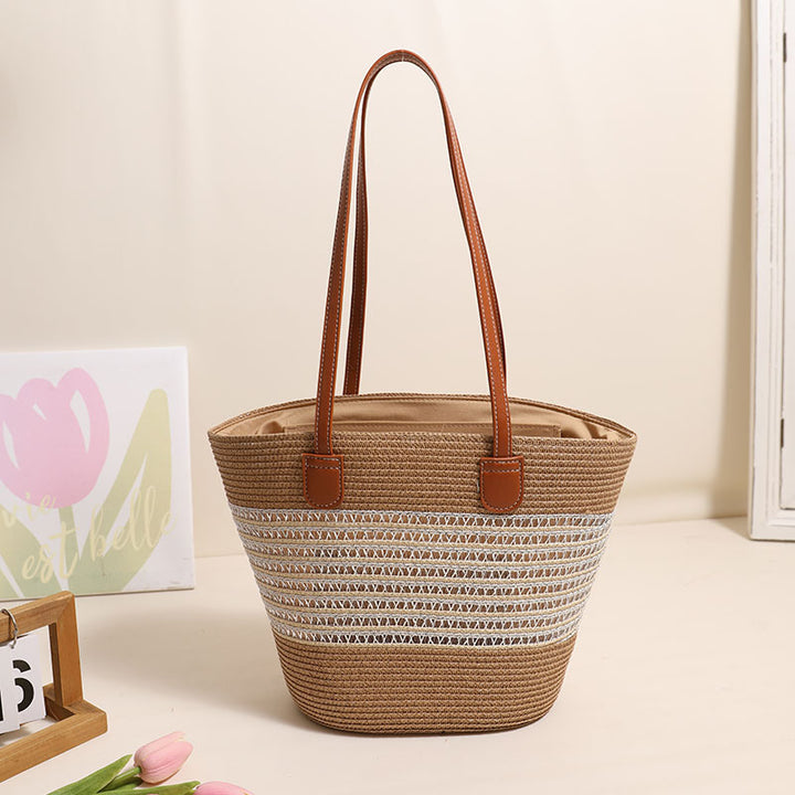 Elegant Basket Bag with Leather Accents Skanto