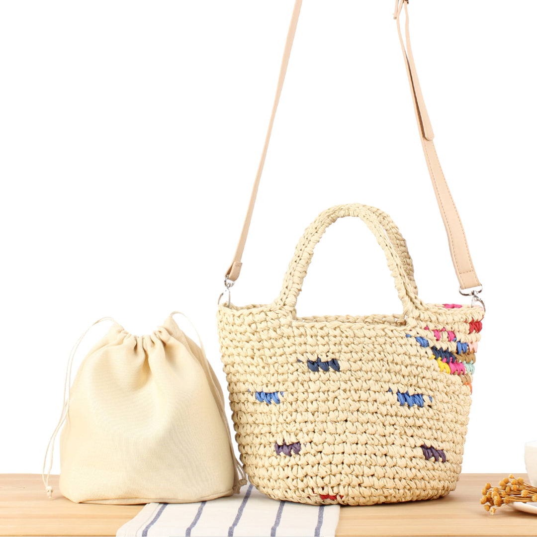 Handbag made of handmade natural material with colorful accent Skanto