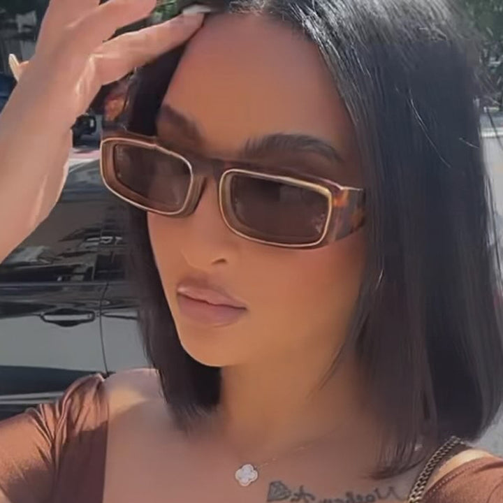 Women's trendy rectangular sunglasses with elegant color play Skanto