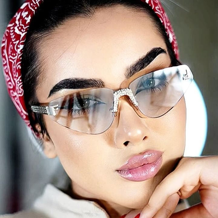 Women's Designer Cat-Eye Sunglasses with Sparkling Rhinestone Decor Skanto