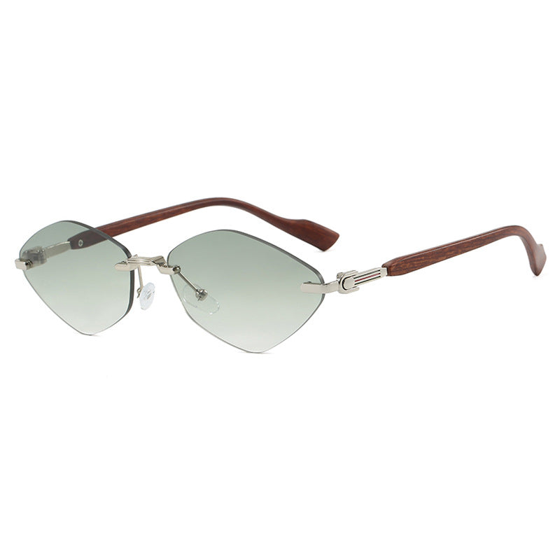 Women's geometric sunglasses with luxurious wood arms and polarized lenses Skanto