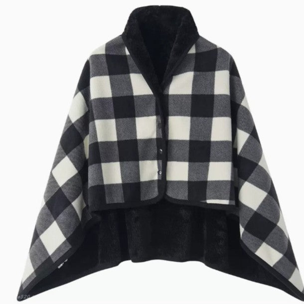 Dame elegant varmholdende Poncho-teppe Skanto