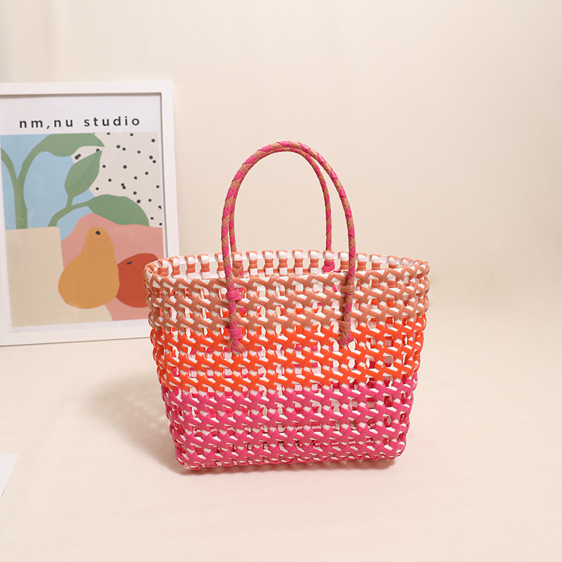 Handmade straw bag with colorful ombre Skanto