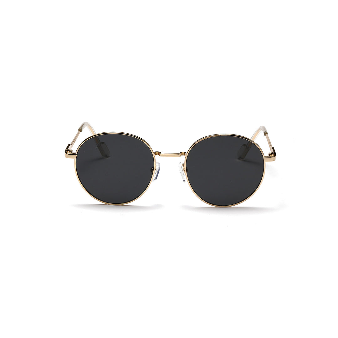 Dame rund solbrille med luksuriøs metallramme og UV-beskyttelse Skanto
