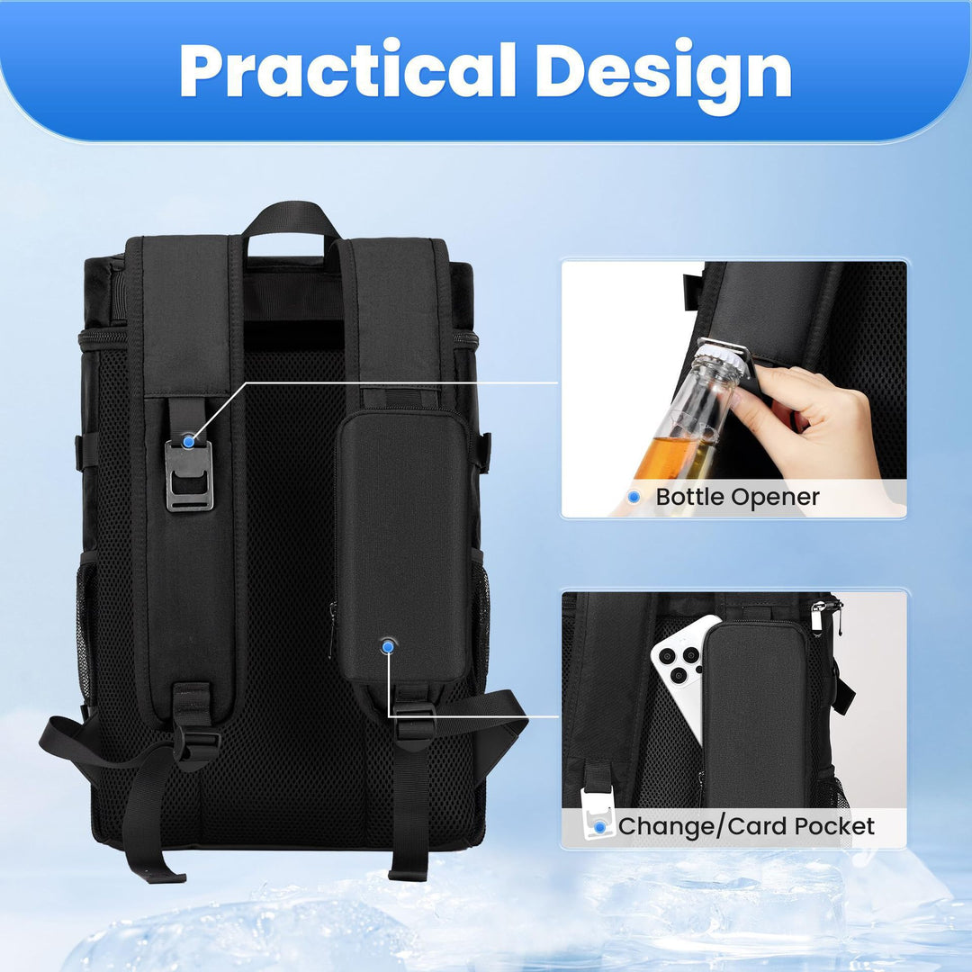 Unisex insulated cooler backpack with side bottle holders, elastic drawstring and padded carrying system Skanto