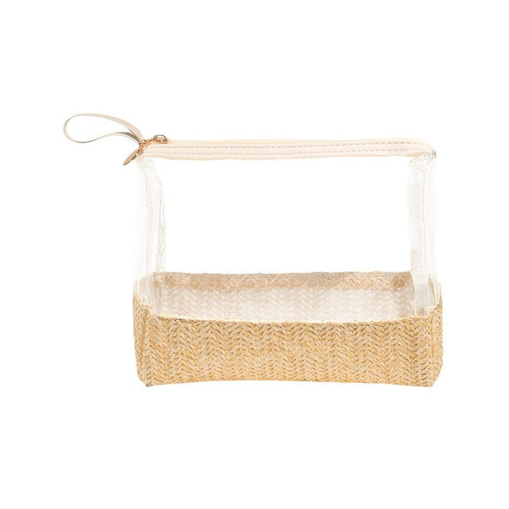 Kosmetikkveske i gjennomsiktig materiale med flettet bunn Skanto