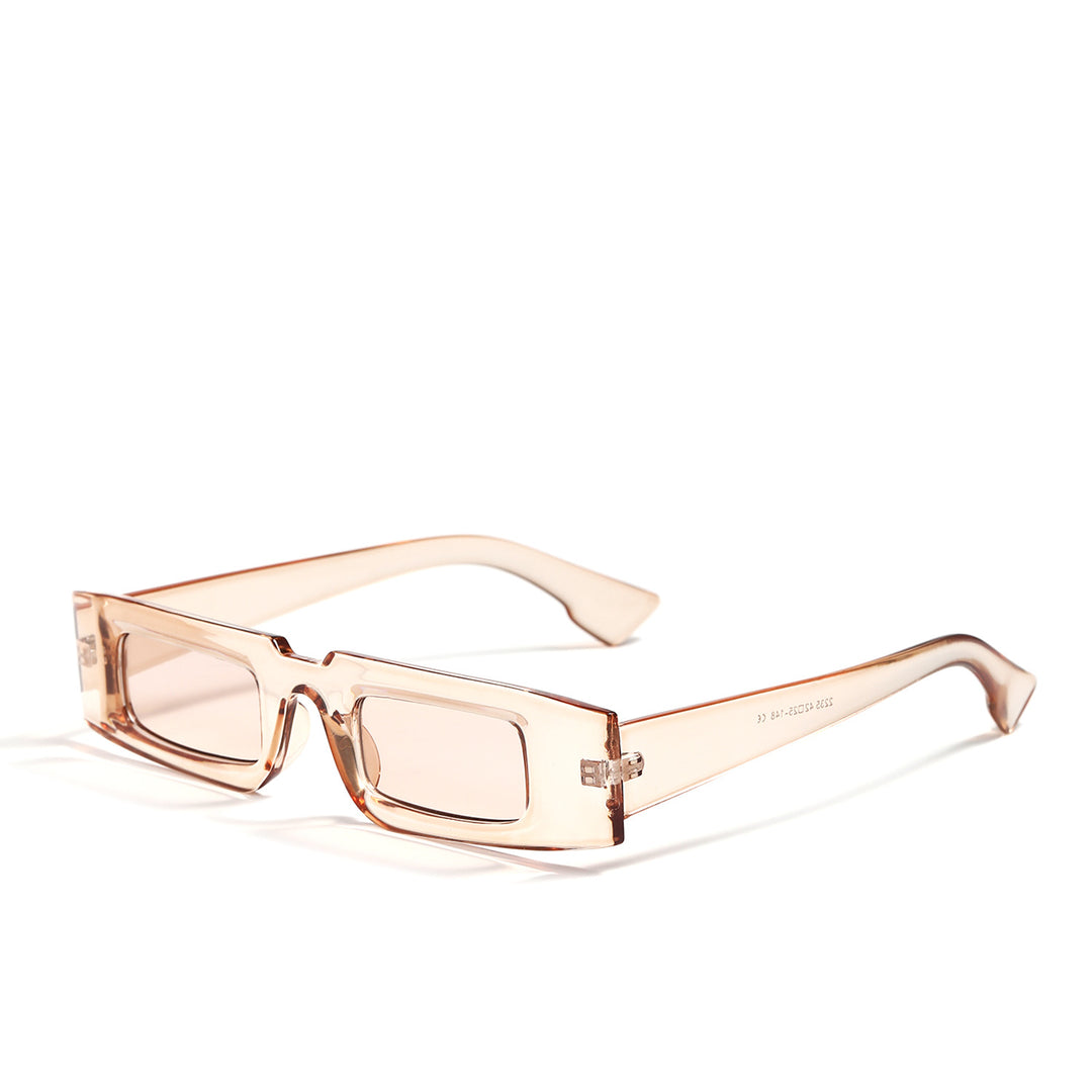 Dame moteriktig geometrisk solbrille med gjennomsiktig ramme og polariserte glass Skanto