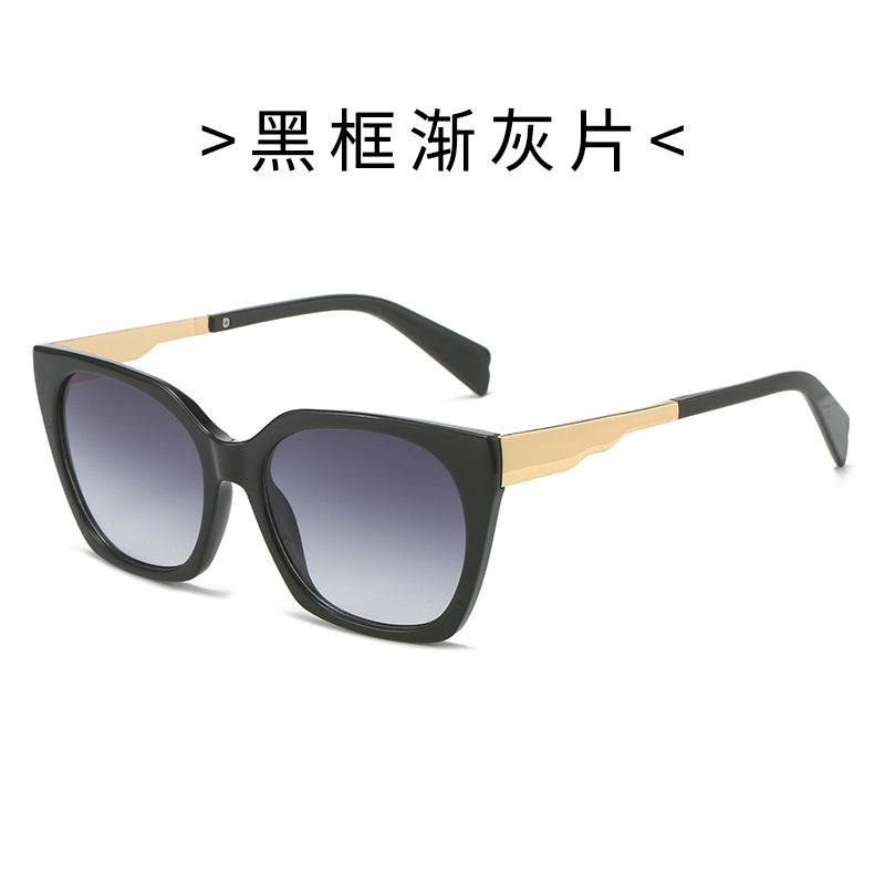 Dame Oversized-solbriller med elegant transparent ramme og gyldne aksenter Skanto
