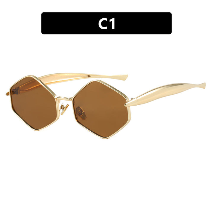 Women's hexagonal sunglasses with elegant metal frame and UV protection Skanto
