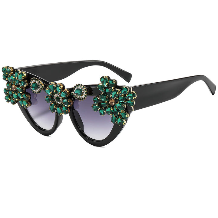 Damer ekstravagant dekorert Cat-Eye-solbrille Skanto