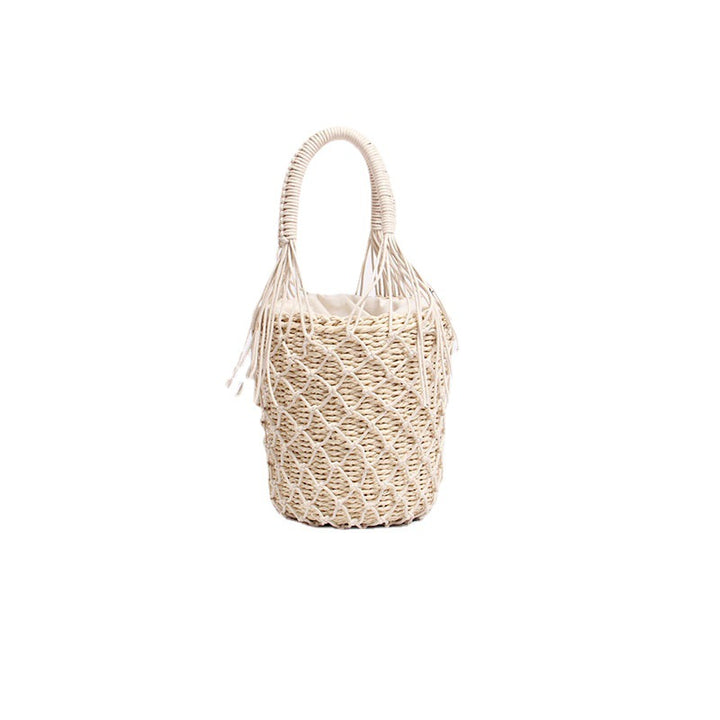 Braided macrame shoulder bag with decorative fringe Skanto