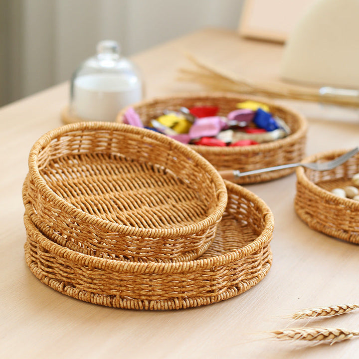 Håndlaget Rund Woven Serveringsfat Skanto